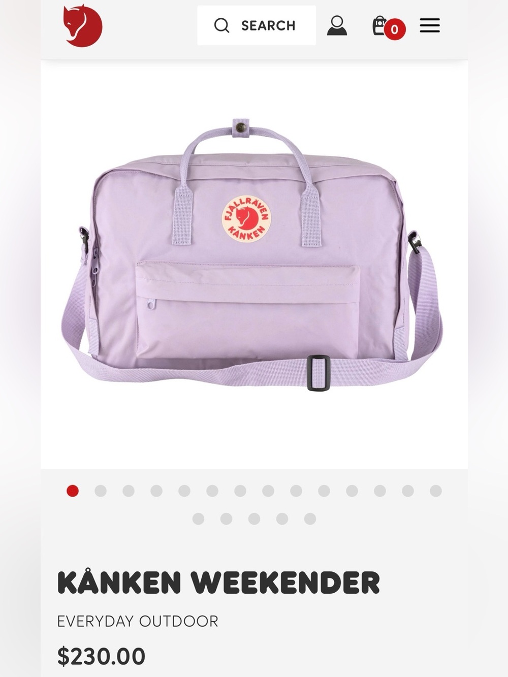 Fjallraven Lilac Weekender Travel Bag